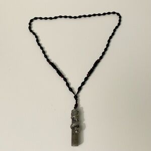 Vintage Dragon Wrapped Stone Cylinder Necklace Gothic Boho